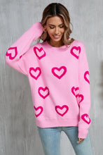 Load image into Gallery viewer, Angel Wings Heart Round Neck Dropped Shoulder Long Sleeve Sweater