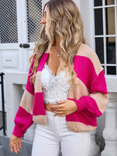 Load image into Gallery viewer, Striped Open Front Dropped Shoulder Cardigan