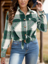 Load image into Gallery viewer, Full Size Pocketed Plaid Collared Neck Shacket