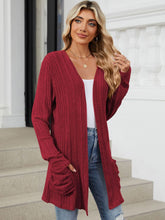 Load image into Gallery viewer, Pocketed Open Front Long Sleeve Cardigan