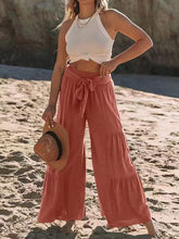 Load image into Gallery viewer, Tied Ruched Wide Leg Pants