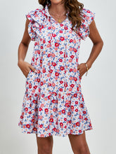 Load image into Gallery viewer, Tied Floral Cap Sleeve Mini Dress
