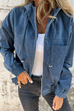 Load image into Gallery viewer, Pocketed Zip Up Long Sleeve Hooded Jacket