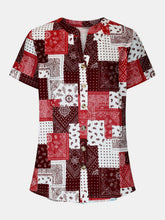 Load image into Gallery viewer, Printed Notched Short Sleeve Blouse