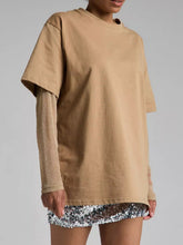 Load image into Gallery viewer, Faux Layered Round Neck Mesh Sleeve Top