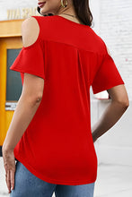 Load image into Gallery viewer, Full Size Half Zip Cold Shoulder Top