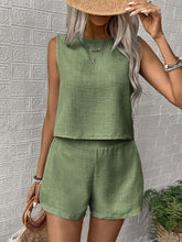 Load image into Gallery viewer, Round Neck Sleeveless Top and Shorts Set