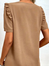 Load image into Gallery viewer, Ruffled V-Neck Short Sleeve Blouse