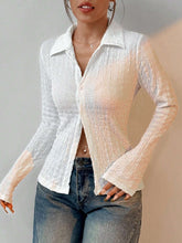Load image into Gallery viewer, Wrinkled Collared Neck Long Sleeve Shirt