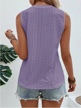 Load image into Gallery viewer, Eyelet Round Neck Tank