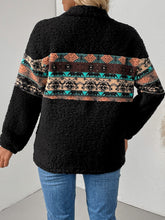 Load image into Gallery viewer, Quarter Zip Geometric Long Sleeve Sweatshirt
