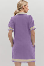 Load image into Gallery viewer, Oh Frill Contrast Trim Johnny Collar Short Sleeve Mini Dress