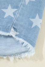 Load image into Gallery viewer, Raw Hem Star Collared Neck Denim Top