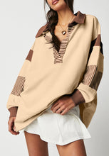 Load image into Gallery viewer, Color Block Johnny Collar Long Sleeve Sweatshirt