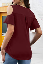 Load image into Gallery viewer, Full Size Half Zip Cold Shoulder Top