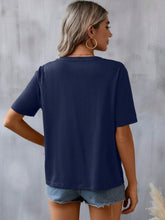 Load image into Gallery viewer, Embroidered Notched Short Sleeve T-Shirt
