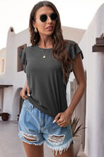 Load image into Gallery viewer, Ruffled Round Neck Cap Sleeve Blouse