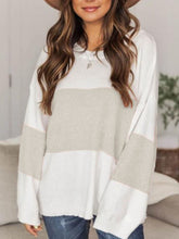 Load image into Gallery viewer, Color Block Round Neck Long Sleeve Sweater