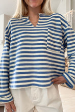 Load image into Gallery viewer, Stripe Chest Pocket Notched Top