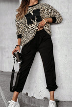 Load image into Gallery viewer, Letter M Leopard Round Neck Top and Pants Set