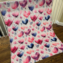 Load image into Gallery viewer, Blanket - Valentine’s Day - Watercolor Hearts - PREORDER