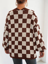 Load image into Gallery viewer, Checkered Open Front Long Sleeve Cardigan