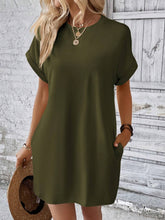 Load image into Gallery viewer, Round Neck Short Sleeve Mini Dress