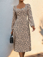 Load image into Gallery viewer, Tied Slit Printed Long Sleeve Midi Dress