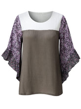 Load image into Gallery viewer, Full Size Printed Round Neck Three-Quarter Sleeve Blouse