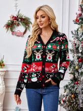 Load image into Gallery viewer, Reindeer Button Up Long Sleeve Cardigan