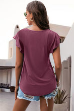 Load image into Gallery viewer, Ruffled Round Neck Cap Sleeve Blouse