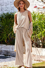 Load image into Gallery viewer, Waffle-Knit Round Neck Tank and Pants Set