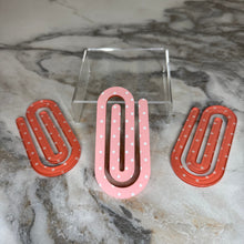 Load image into Gallery viewer, Jumbo Paperclip - Coral Polka Dot