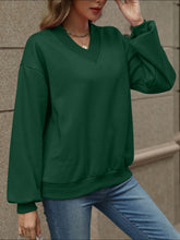 Load image into Gallery viewer, V-Neck Long Sleeve Dropped Shoulder Sweatshirt