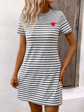 Load image into Gallery viewer, Striped Round Neck Short Sleeve Mini Dress