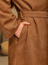 Load image into Gallery viewer, Plus Size Tied Long Sleeve Hooded Coat with Pockets