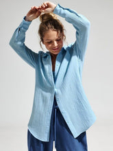 Load image into Gallery viewer, Textured Collared Neck Long Sleeve Shirt