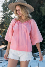 Load image into Gallery viewer, ODDI Full Size Poplin Bubble Sleeve Blouse