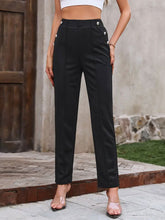 Load image into Gallery viewer, Decorative Button Elastic Waist Pants
