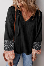 Load image into Gallery viewer, Drawstring Color Block Hooded Long Sleeve Top
