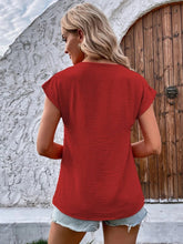 Load image into Gallery viewer, Decorative Button V-Neck Short Sleeve Blouse
