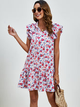 Load image into Gallery viewer, Tied Floral Cap Sleeve Mini Dress