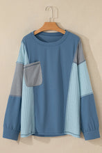 Load image into Gallery viewer, Patchwork Color Block Round Neck Long Sleeve Top