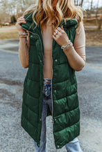 Load image into Gallery viewer, Longline Hooded Sleeveless Puffer Vest