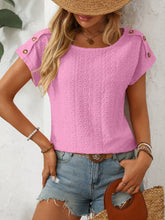 Load image into Gallery viewer, Mandy Eyelet Round Neck Short Sleeve Top