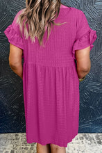 Load image into Gallery viewer, Round Neck Flounce Sleeve Mini Dress