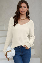 Load image into Gallery viewer, V-Neck Drop Shoulder Sweater