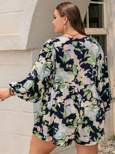 Load image into Gallery viewer, Plus Size Tied Printed Long Sleeve Romper