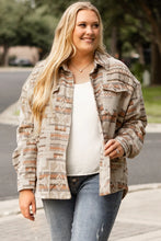 Load image into Gallery viewer, Plus Size Geometric Collared Neck Long Sleeve Jacket