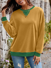 Load image into Gallery viewer, Contrast Round Neck Long Sleeve Sweatshirt
